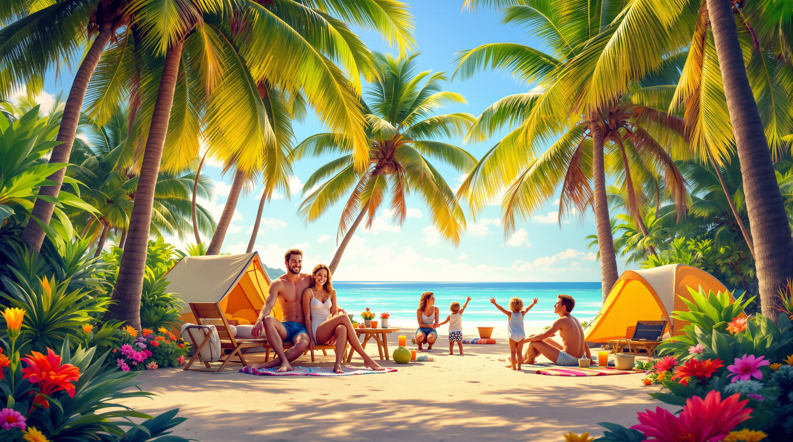 Famille en séjour camping tropical à Saint-Gilles-les-Bains La Réunion