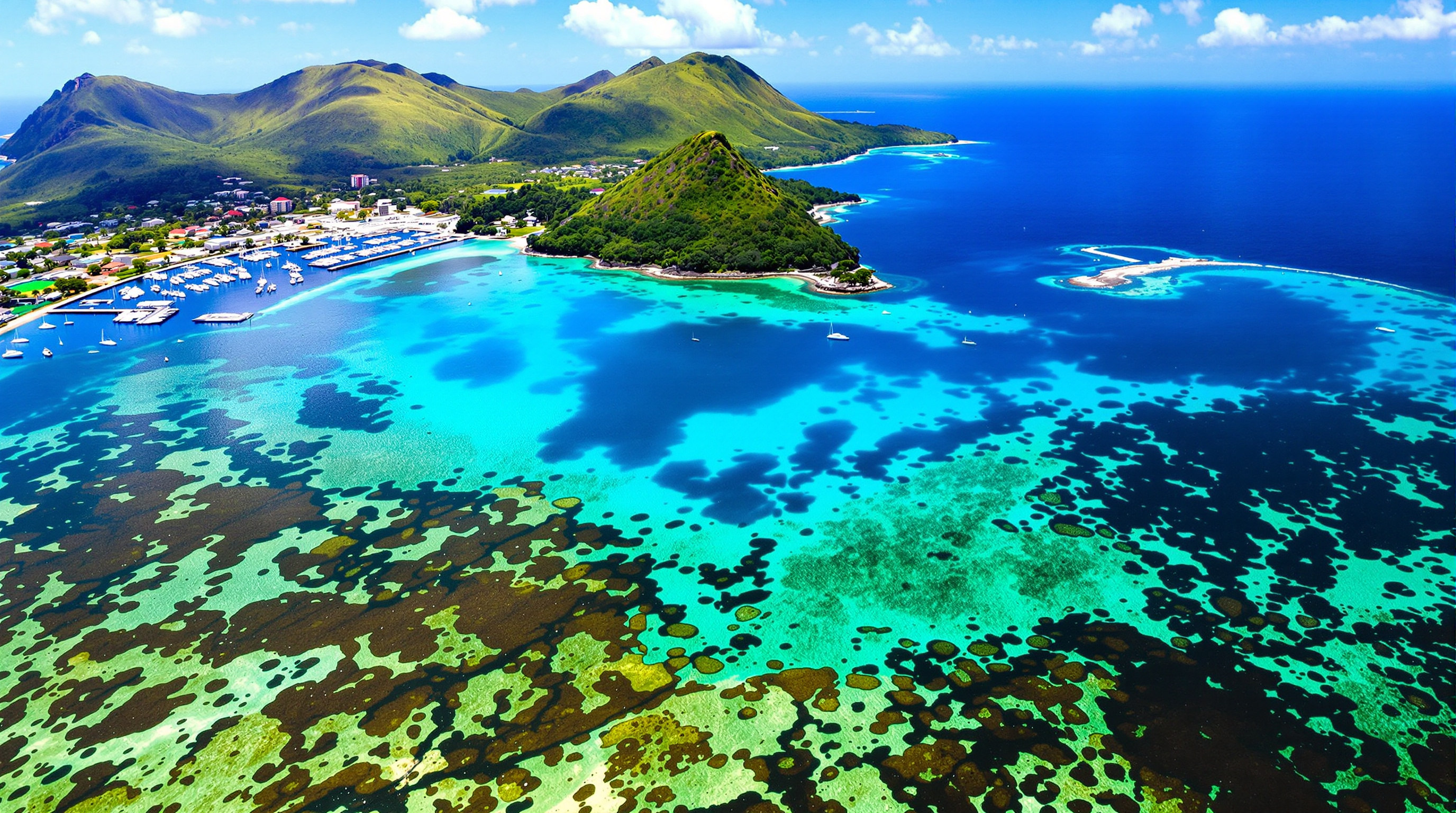 Vue aérienne de Saint-Gilles-les-Bains La Réunion Océan Indien